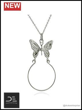 Sterling Silver Butterfly Charm Holder Necklace 18" Cable Chain Pendant